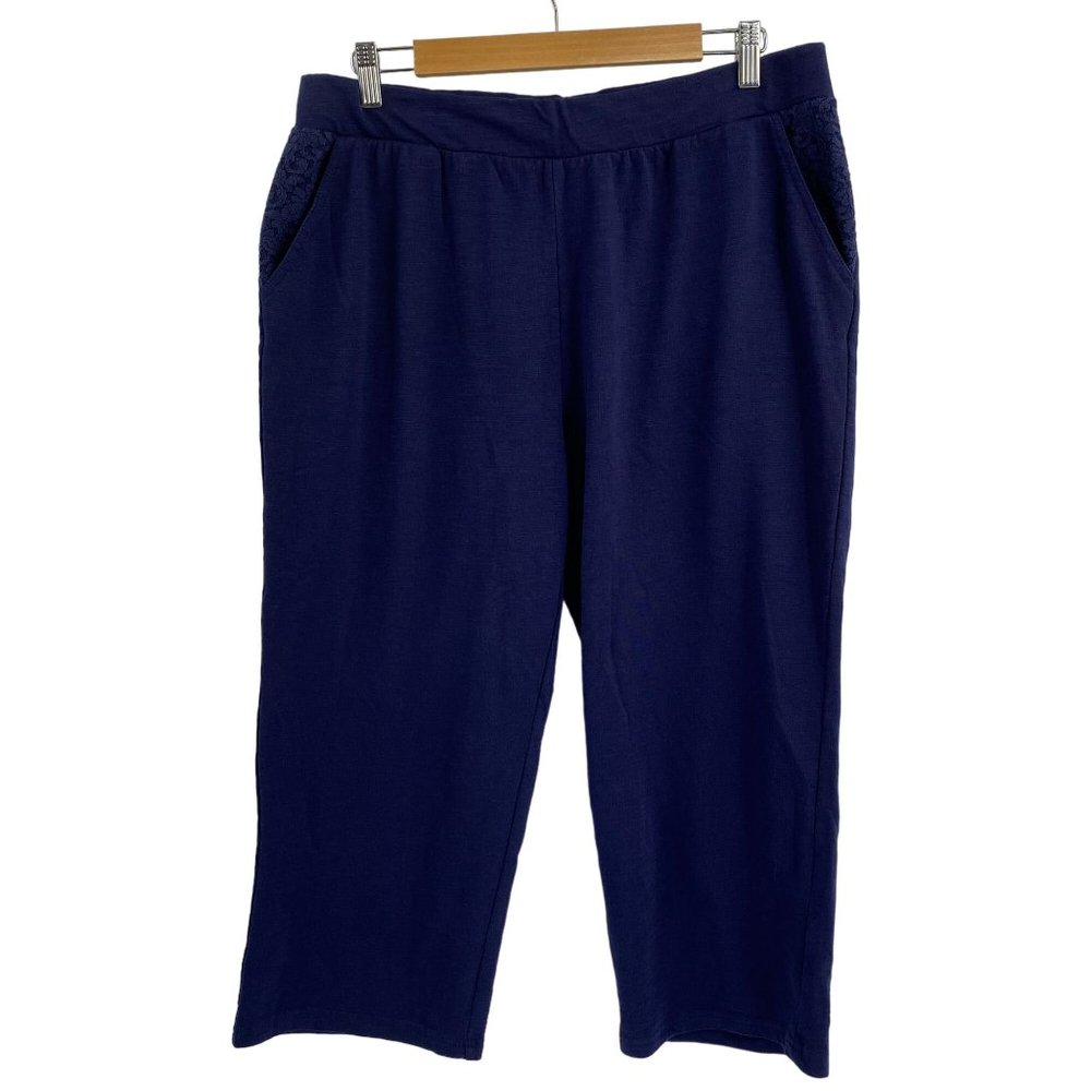 Chicos Weekends casual pull on lounge pants‎ size large 2 slub knit ankle length